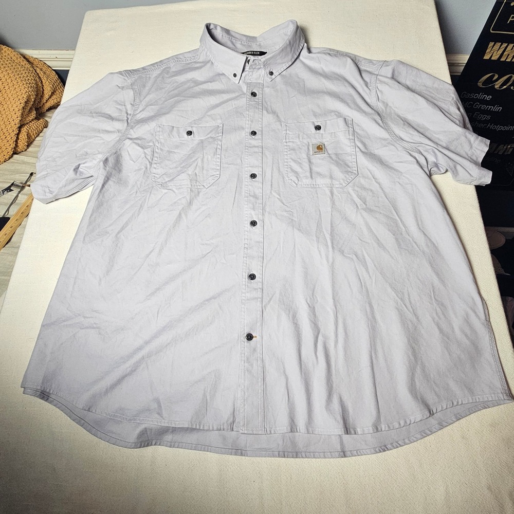 Carhartt Mens Rugged Flex Relaxed Fit Short Sleeve Shirt Gray 4XL
